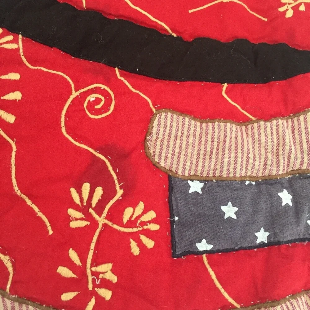 Handmade Quilt Patchwork Red White Blue Christmas Santa Americana Small 43